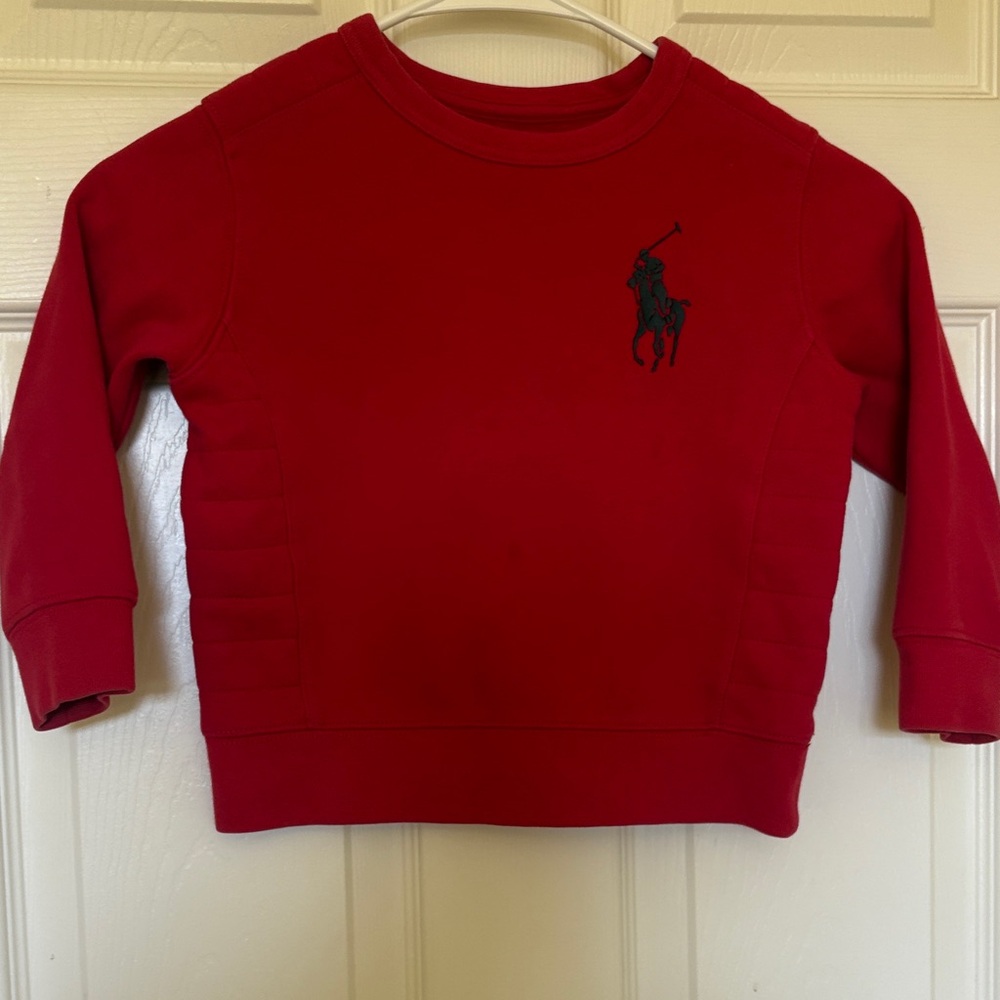 Ralph Lauren Kids Red Crewneck Sweatshirt with Black Polo Logo